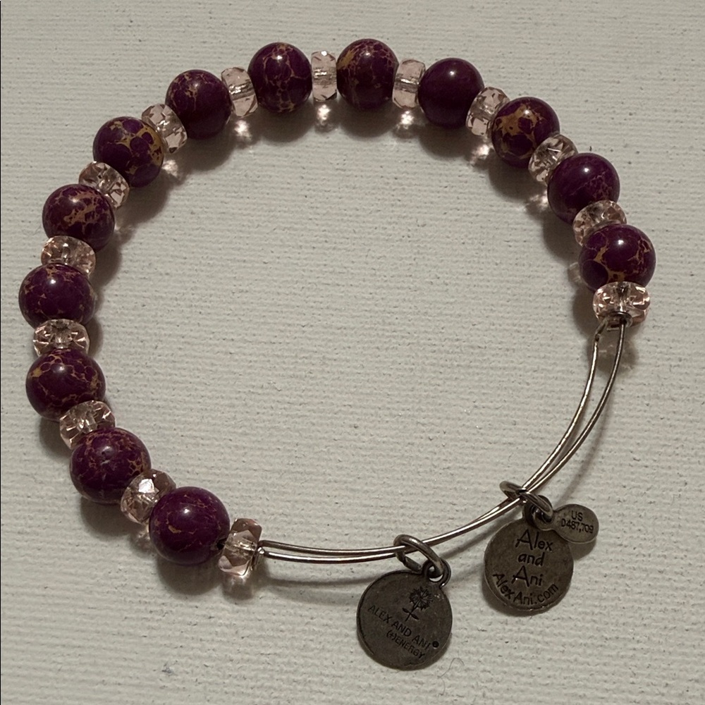 Alex and Ani Maroon and Pink Beaded adjustable Bracelet - Picture 3 of 8